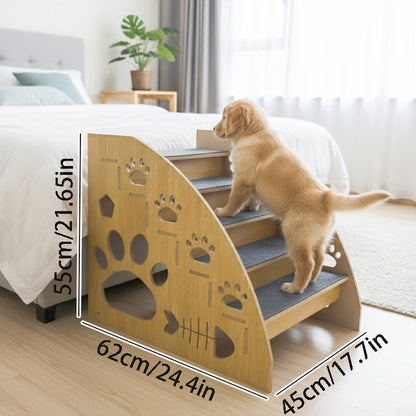 Escalier antidérapant pour chien et chat pour lit et canapé - Escaliers pour animaux à 3 ou 5 marches avec rampes de sécurité et design en pente, 38 cm de hauteur pour petits chiens, chats et animaux âgés, escalier léger et portable