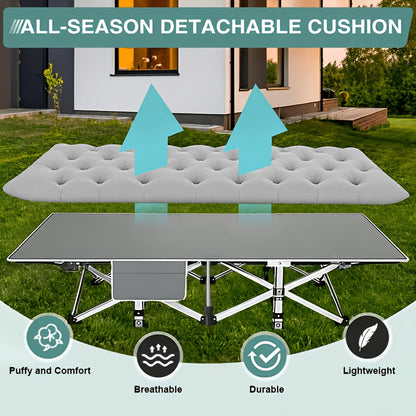 Lit de camp pliant robuste avec matelas pour adultes – Capacité de 500/600/700 lb, lit d'extérieur portable avec sac de transport pour tentes, camping et voyages – 3 modèles, 3 couleurs