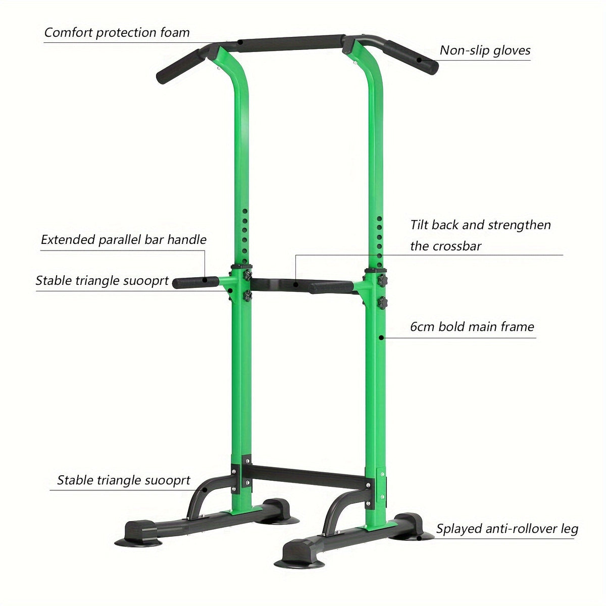 Station de musculation avec barre de traction, 10 hauteurs réglables, capacité de 150 kg, entraînement complet du corps pour salle de sport à domicile – Rose Noir Rouge Jaune Bleu Orange Vert