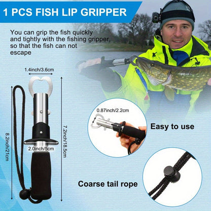 Ensemble de pinces de pêche 7 pièces : pince à poisson, décrocheur d'hameçons, écailleur, sac de rangement, acier inoxydable résistant à la corrosion pour pêche en eau douce et en mer – Cadeau de pêche pour homme