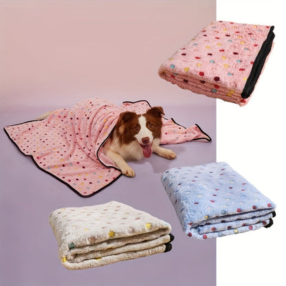 Couverture ultra-douce pour chiens et chats - Couverture en polaire chaude et douillette à motif pois avec bordure noire pour chiots, chatons, animaux de petite, moyenne et grande taille, 3 couleurs et 3 tailles S M L
