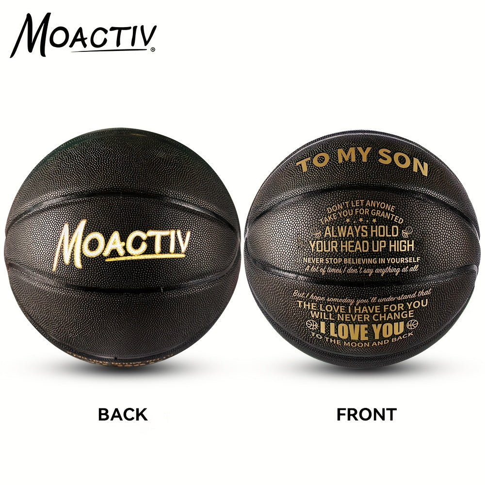 Ballon de basket gravé pour petit-fils et fils – Ballon de basket taille 7 personnalisé et inspirant avec pompe, cadeau de motivation pour anniversaire, Noël, fête, bleu rouge or noir