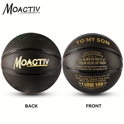 Ballon de basket gravé pour petit-fils et fils – Ballon de basket taille 7 personnalisé et inspirant avec pompe, cadeau de motivation pour anniversaire, Noël, fête, bleu rouge or noir