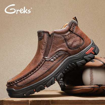 Bottines à enfiler cousues main pour homme GREKS, mocassins décontractés style Chukka, semelle antidérapante pour la randonnée, la conduite et le quotidien – chaussures légères et confortables pour homme