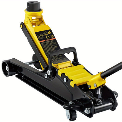 Cric rouleur extra-plat Happybuy 2,5 tonnes – Cric hydraulique sport compact en acier allié, pompe rapide à vérin unique, hauteur de levage de 85 à 380 mm pour voitures, SUV et camions – Noir