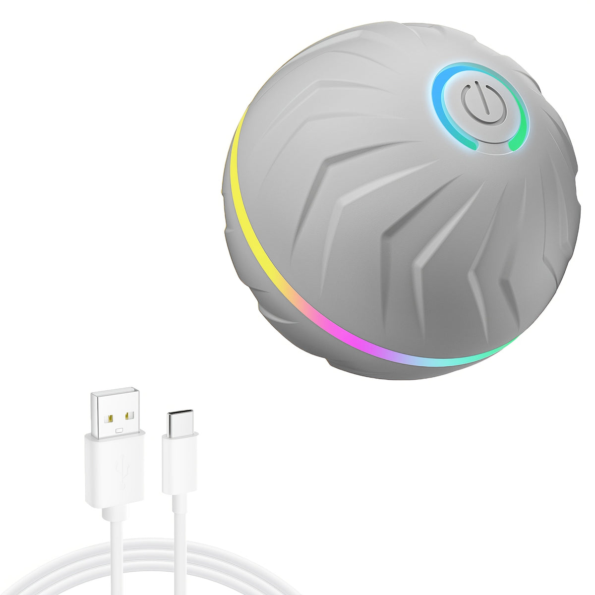 Balle interactive intelligente pour chien avec lumières LED – Roulé et rebonds automatiques aléatoires, 4 heures d'autonomie, rechargeable par USB, fonctionne sur parquets, carrelages, tapis et pelouses
