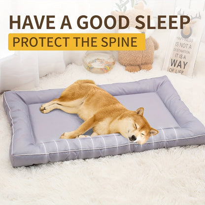 Grand panier carré pour chiens de petite à grande taille – Tapis pour animaux en polyester imprimé antidérapant, garnissage en fibre de polyester, coussin de couchage toutes saisons pour niche d'intérieur