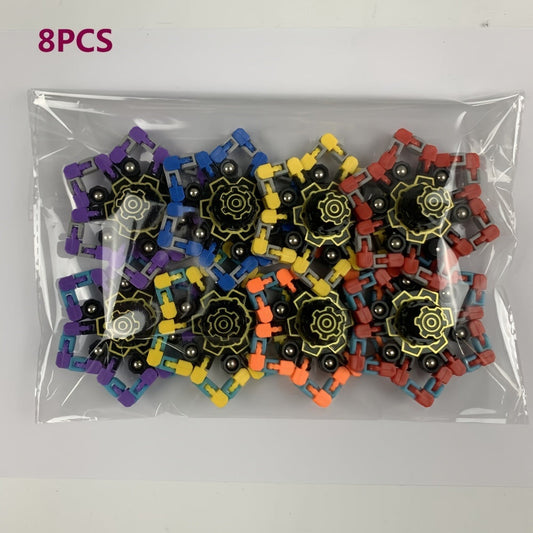 Set de 8 toupies gyroscopiques mécaniques - 4 toupies lumineuses et 4 modèles déformables classiques, jouets fidget spinners transformables pour enfants, garçons et filles, cadeaux d'anniversaire et de fête