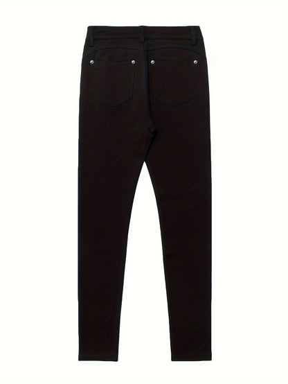 Jean skinny stretch taille haute pour femme, détail bouton en métal, style urbain, pantalon en jean coupe ajustée, 10 couleurs, S-XXL