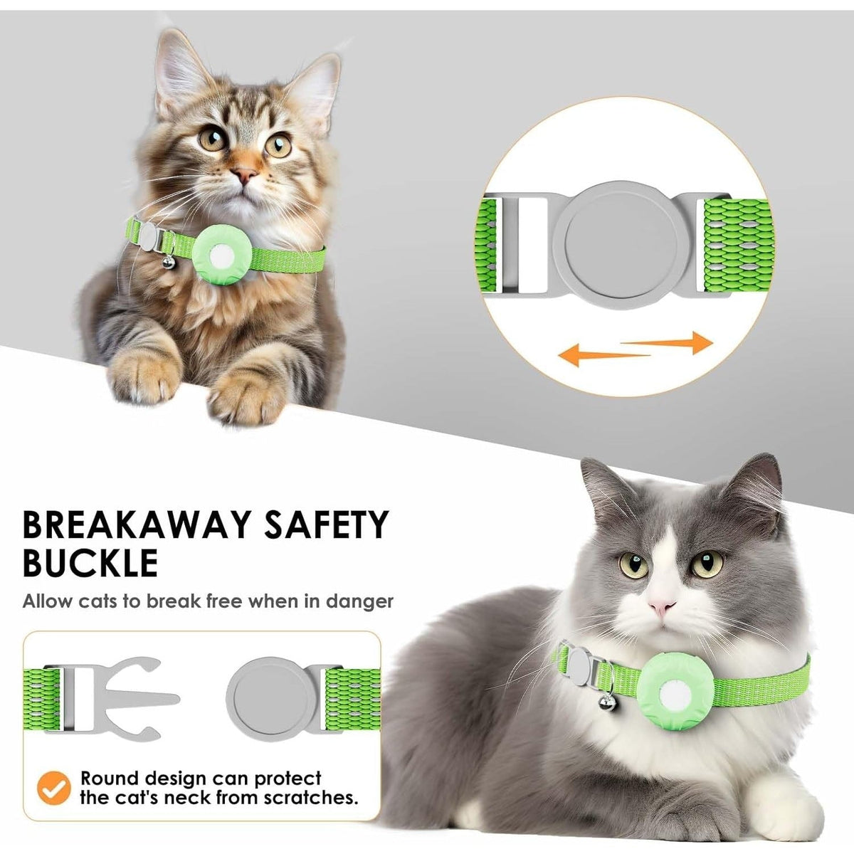 Traceur GPS léger pour chats – Compatible avec Apple Localiser et Localiser mon appareil Android, localisation en temps réel, sans frais mensuels, alertes de zones intelligentes, dispositif de suivi anti-perte pour collier de chat