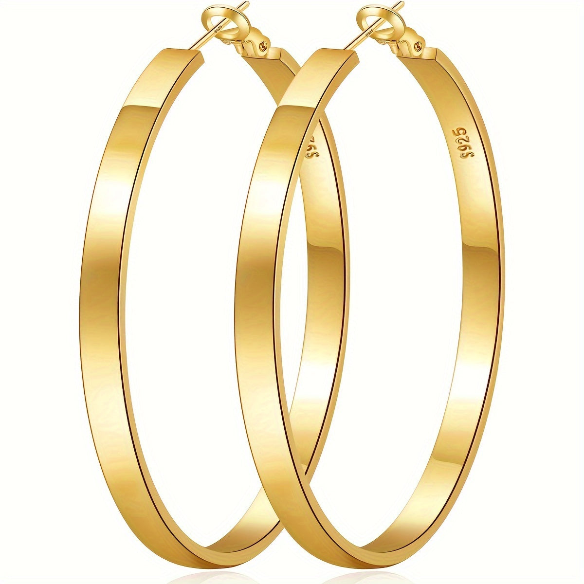 Créoles en argent sterling 925 pour femmes – Créoles cartilage hypoallergéniques en or et argent de 40 mm, 50 mm et 60 mm, boucles d'oreilles minimalistes pour tous les jours, cadeau idéal pour les fêtes et le quotidien