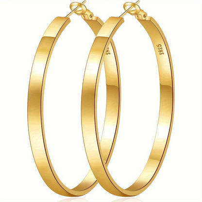 Créoles en argent sterling 925 pour femmes – Créoles cartilage hypoallergéniques en or et argent de 40 mm, 50 mm et 60 mm, boucles d'oreilles minimalistes pour tous les jours, cadeau idéal pour les fêtes et le quotidien