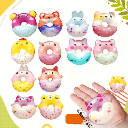 Mini Squishy Donut Squeeze Toys 12 or 24 Pack Slow Rising Party Favor Goodie Bag Fillers for Kids Classroom Birthday Halloween Christmas Holiday Gifts for Boys Girls Random Colors