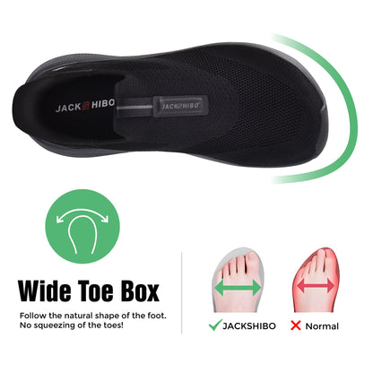Baskets orthopédiques à enfiler mains libres pour hommes – Large boîte à orteils, soutien de la voûte plantaire, coussinet métatarsien, semelle à zéro drop rembourrée, tige en maille, chaussures de marche pour le confort et le soulagement de la douleur
