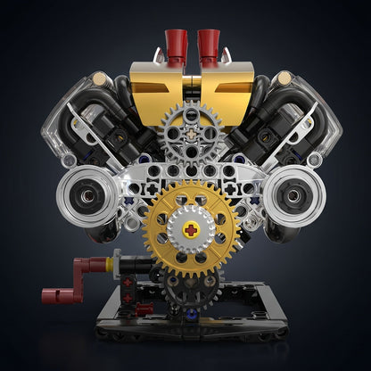 Kit de construction de modèle de moteur mécanique transparent avec simulation de pistons à transmission par engrenages automatisée, projet scientifique STEM pour adolescents, adultes, amateurs et mécaniciens, cadeau d'anniversaire ou de Noël