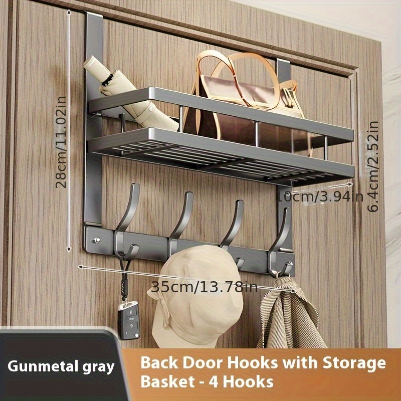 Porte-vêtements de porte avec crochets, organisateur en métal robuste pour chambre, salle de bain, cuisine, placard, aucun outil requis, 4 à 8 crochets