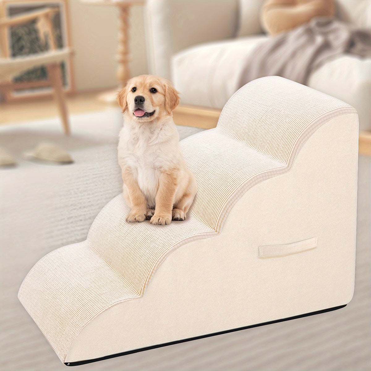 Escalier pour chien pour lit et canapé – Marches antidérapantes pour animaux 2/3/4 marches pour petits chiens et chats, housse amovible et lavable, rampe orthopédique pour chiens âgés, animaux blessés et soulagement des douleurs articulaires, 5 coloris