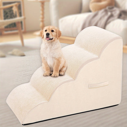 Escalier pour chien pour lit et canapé – Marches antidérapantes pour animaux 2/3/4 marches pour petits chiens et chats, housse amovible et lavable, rampe orthopédique pour chiens âgés, animaux blessés et soulagement des douleurs articulaires, 5 coloris