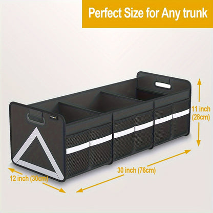 Organisateur de coffre de voiture robuste et pliable avec rangement multi-poches et bande réfléchissante – Gain de place rétractable pour voiture, SUV et monospace – Fermeture éclair sécurisée – Velora
