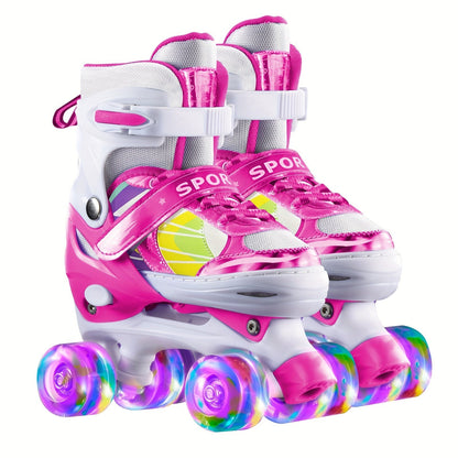 Adjustable Kids Roller Skates with Light-Up Wheels – Fun LED Rollerskates for Boys & Girls Ages 4–12, Youth & Toddler Sizes S/M/L, 9 Colors