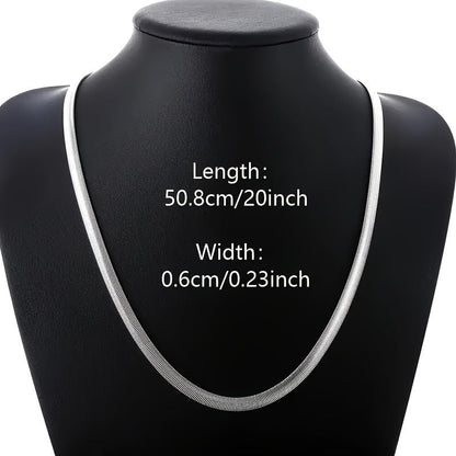 Collier chaîne serpent plat en argent sterling 925 – Bijou unisexe minimaliste et élégant, chaîne serpentine lisse de 51 cm, cadeau idéal pour mariages, fêtes, Noël et occasions spéciales