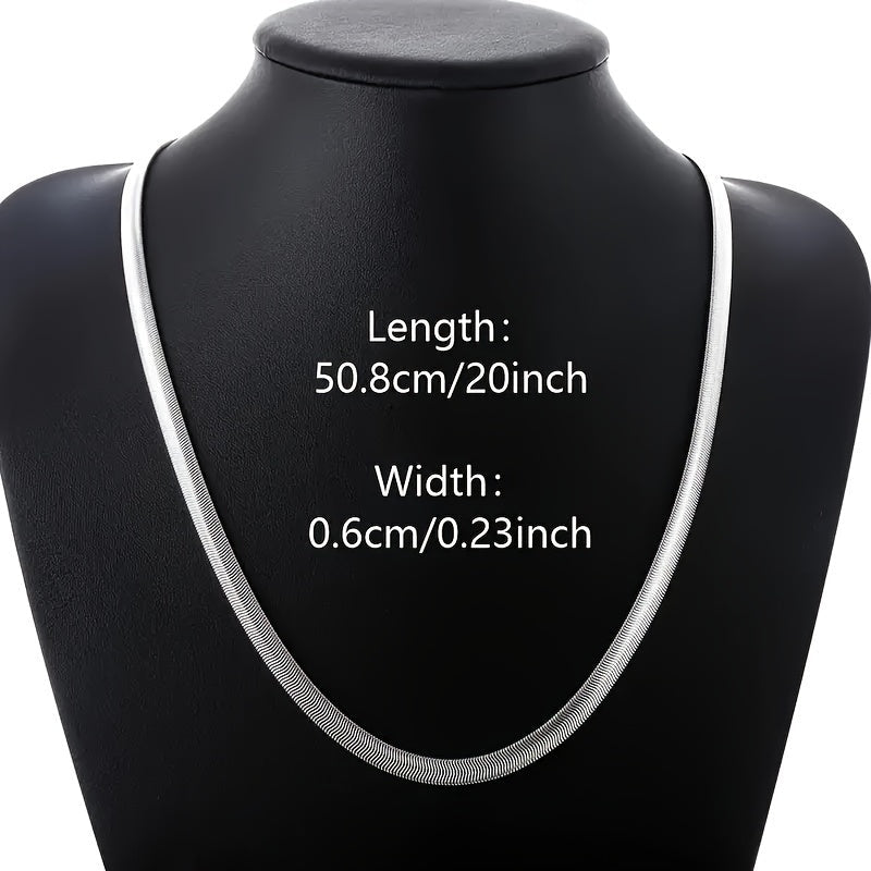 Collier chaîne serpent plat en argent sterling 925 – Bijou unisexe minimaliste et élégant, chaîne serpentine lisse de 51 cm, cadeau idéal pour mariages, fêtes, Noël et occasions spéciales