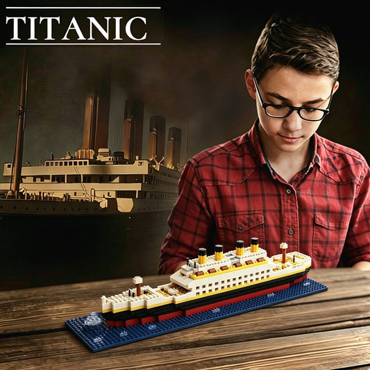 Jeu de construction de bateau Titanic 607 pièces - Modèle réduit à assembler pour enfants, garçons et filles, kit de puzzle en briques STEM, modèle de décoration intérieure, cadeau d'anniversaire ou de Noël