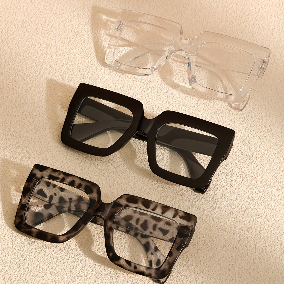 Lot de 3 ou 4 paires de lunettes vintage à monture carrée complète et verres transparents en polycarbonate pour femmes et hommes - Style rétro pour le bureau ou le quotidien, montures anti-lumière bleue