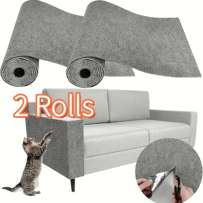Self-Adhesive Cat Scratching Pads 2 Rolls 23.62x11.81" - Thickened Anti-Scratch Mat Peel & Stick - Multiple Colors Cuttable Cat Scratch Protector for Sofa Furniture Living Room - Easy Install Cat Pad