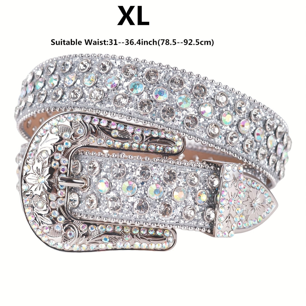 Ceinture à strass pour femme – Ceinture de luxe étincelante avec boucle sculptée cloutée de cristaux, style cow-girl, cowboy ou punk pour jeans, tailles S-2XL, ceinture tendance pour femme, cadeau pour elle