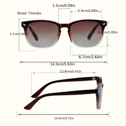 Lunettes de soleil vintage polarisées unisexe, verres dégradés thé UV400 avec étui de protection, lunettes de conduite légères pour hommes et femmes