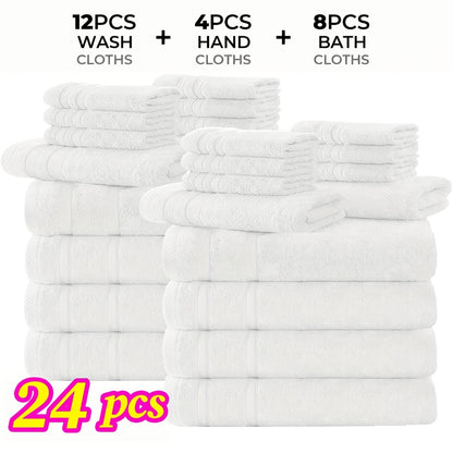 Ensemble de 12 ou 24 débarbouillettes en coton – Qualité hôtel, très absorbantes et à séchage rapide pour salle de bain, spa, salle de sport et maison, gris foncé, bleu, blanc, violet, orange