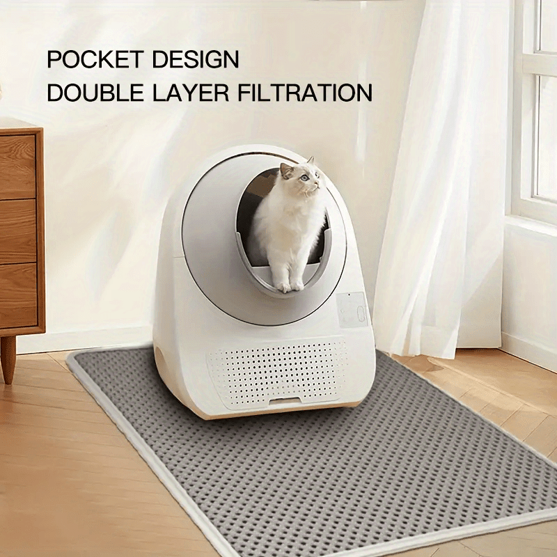 Tapis de litière pour chat extra large double couche 61x89 cm - Tapis attrape-litière antidérapant, lavable, étanche et anti-éclaboussures en EVA, résistant aux odeurs et facile à nettoyer, design amélioré 2026, rose