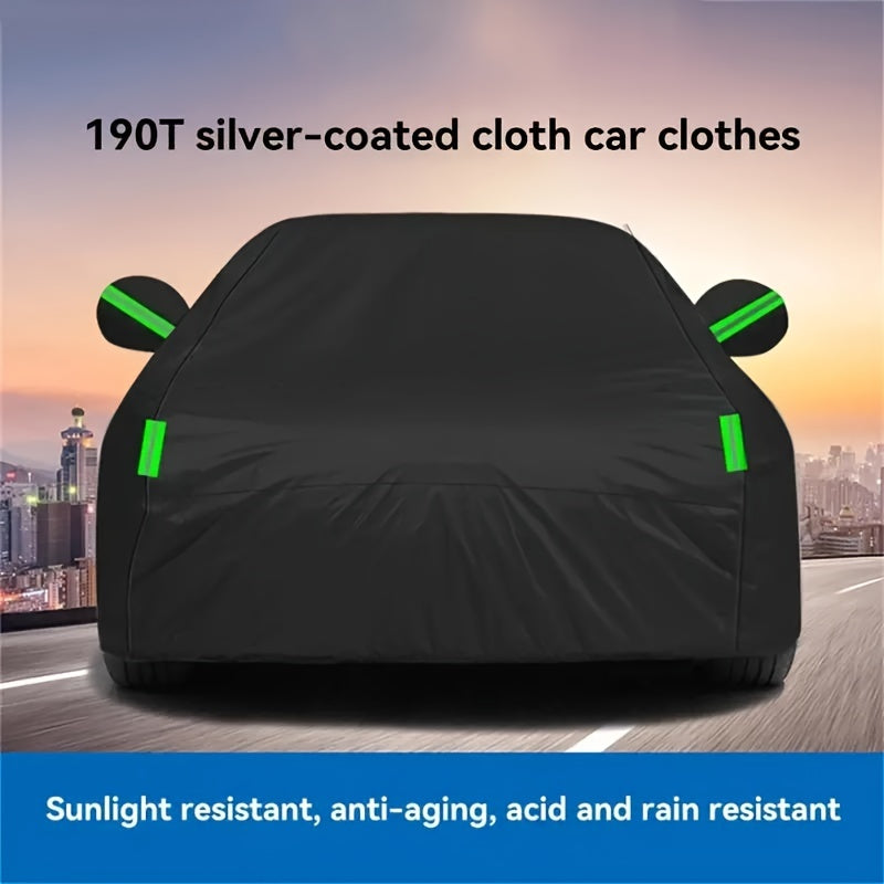 Waterproof Car Cover for Sedan & SUV – All Season UV Protection, Rain, Snow & Dust Shield, Thickened 190T Oxford Cloth, Fits Cars 183–216 Inches, Storage Bag Included – Black