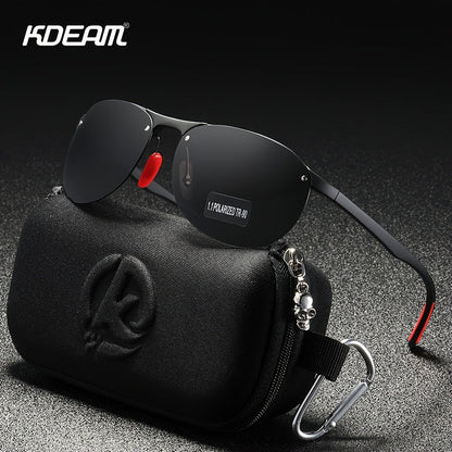 Lunettes de soleil polarisées photochromiques KDEAM pour hommes et femmes – Monture ovale sans bord en TR90 léger, verres TAC à assombrissement automatique, protection UV400, finition miroir, étui rigide et chiffon inclus
