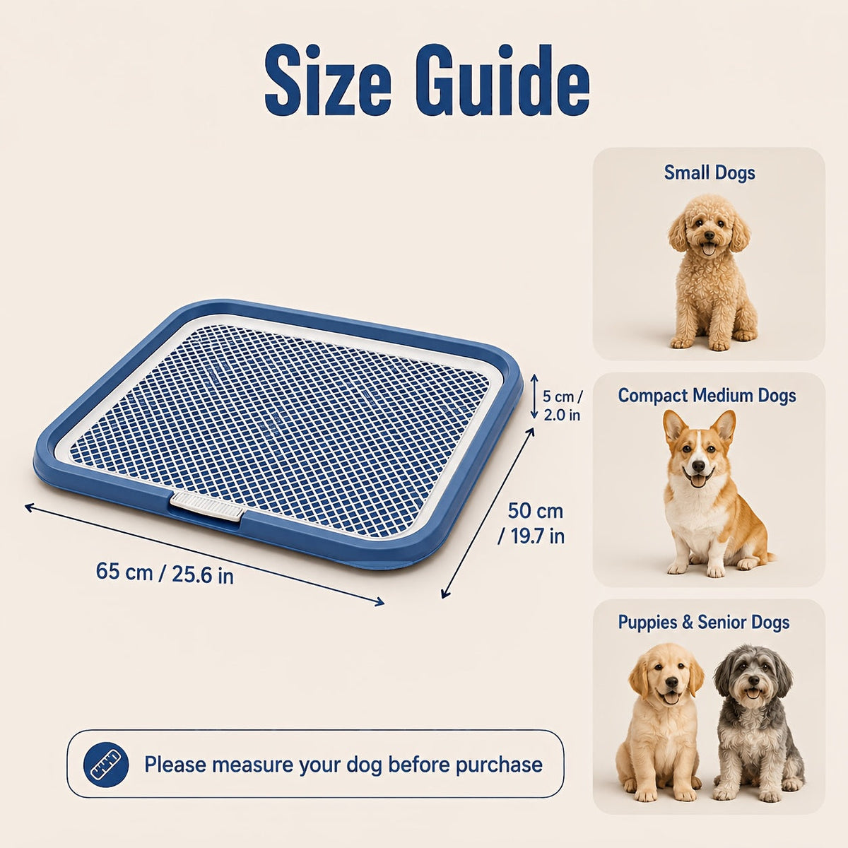 Bac à litière étanche pour chien, toilettes d'intérieur pour chiot avec grille amovible, support de tapis de propreté lavable pour l'apprentissage des chiots en appartement, station sanitaire pour petits et moyens chiens