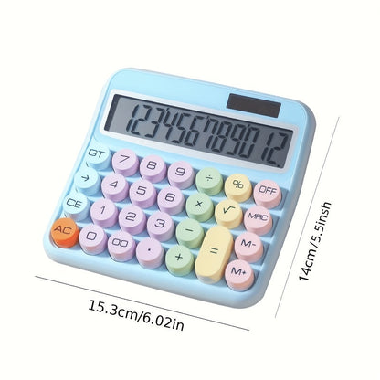 Calculatrice de bureau solaire 12 chiffres – Grand écran, grosses touches, haute précision, sans pile, calculatrice portable pour le bureau, l'école et la maison