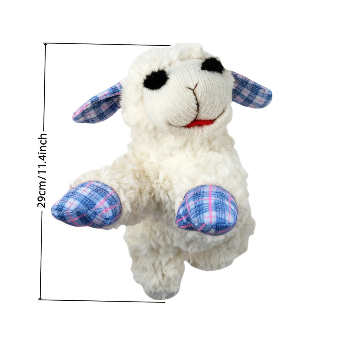 Jouet en peluche grinçant pour chien avec 5 couineurs intégrés – Peluche apaisante pour petits et moyens chiens, motif à carreaux bleu et rouge, jouet à mâcher anti-anxiété sans pile ni électricité pour races calmes