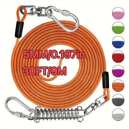 Laisse pour chien ultra-résistante de 1,8, 3, 4,5, 9, 15, 23 ou 30 mètres, câble d'attache d'entraînement pour grands chiens jusqu'à 225 kg, corde de course durable et résistante aux morsures pour le jardin