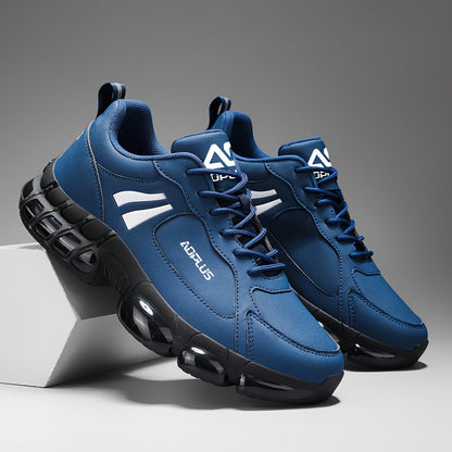 Baskets de course sur route pour hommes – Chaussures de sport à lacets, antidérapantes et résistantes à l'usure, baskets décontractées pour l'extérieur toutes saisons, bleu noir blanc, tailles US 6,5–13,5