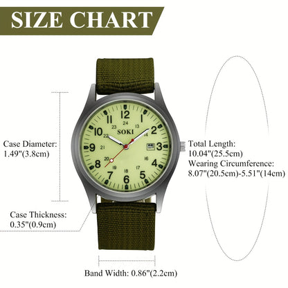 Montre à quartz minimaliste pour homme avec bracelet en nylon - Montre-bracelet analogique décontractée avec cadran lumineux, calendrier 24 heures et boîtier en acier inoxydable, montre de sport pour homme, cadeau idéal