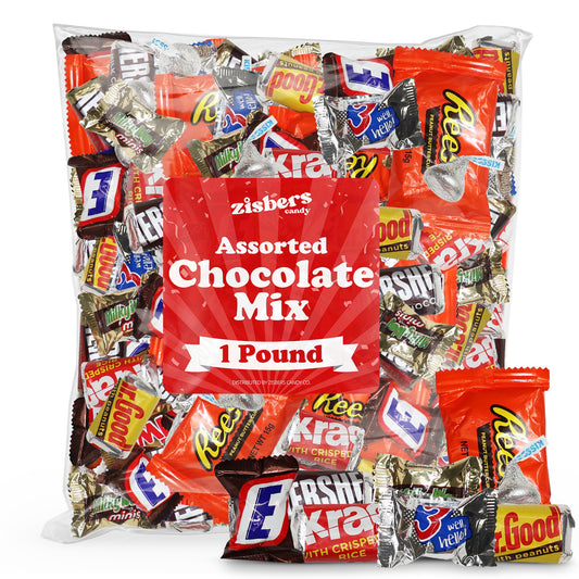 Assorted Chocolate Mix 1 Pound Bulk Bag – Individually Wrapped Milk Chocolate Peanut Butter Caramel Variety, Perfect for Halloween Parties Holidays & Everyday Snacking