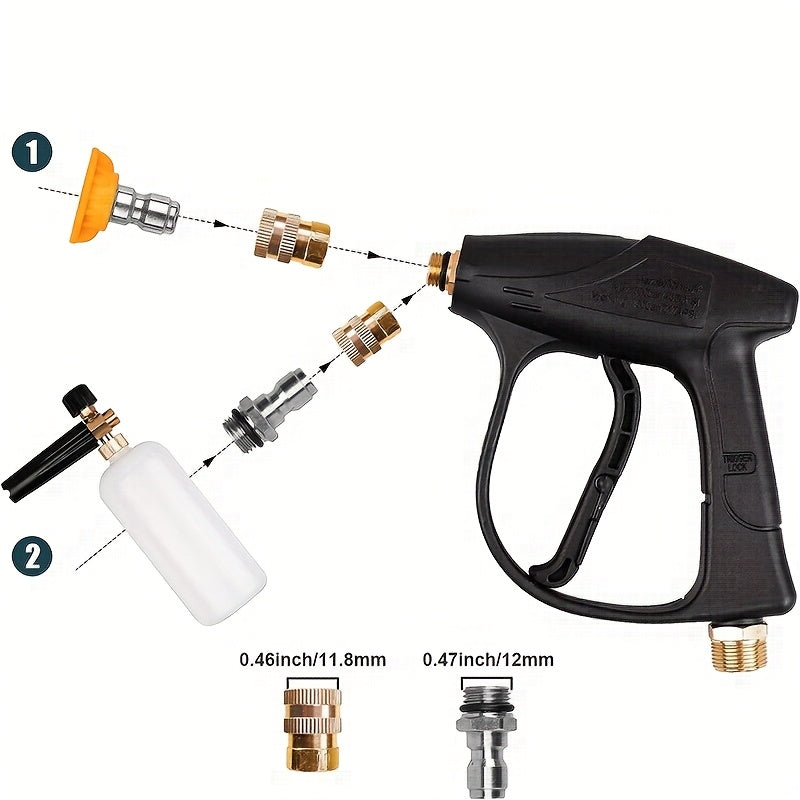 Pistolet pour nettoyeur haute pression 3000 PSI avec 5 buses, raccord rapide 1/4" et connecteur de tuyau M22-14 – Pistolet pulvérisateur pour lavage de voiture, irrigation de jardin et nettoyage de terrasse pour nettoyeurs haute pression