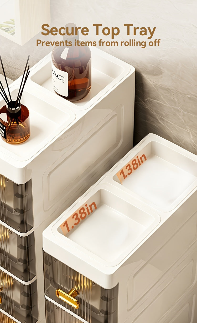 Meuble de rangement fin à roulettes avec tiroirs, organisateur en PP imperméable à 3, 4, 5 ou 6 niveaux pour salle de bain, cuisine, chambre, petits espaces – Tour de rangement étroite