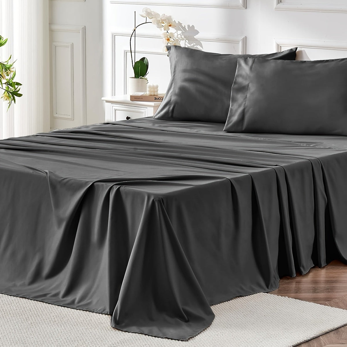 Parure de draps 4 pièces en microfibre à poches profondes – Draps ultra-doux et respirants de qualité hôtelière, résistants à la décoloration et au rétrécissement, toutes saisons, tailles lit simple, double, grand et très grand, choix de couleurs