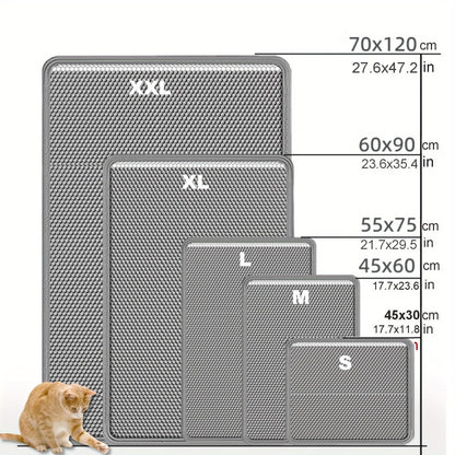 Tapis de litière pour chat double épaisseur extra large XXL 120x70 cm - Matériau EVA anti-éclaboussures et étanche, tapis antidérapant, lavable et anti-odeurs pour retenir la litière, beige