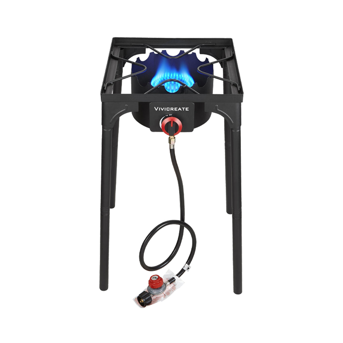 Réchaud de camping portable au propane DR.CAMP – Brûleur en fonte ultra-résistant avec pieds amovibles, options à un ou deux brûleurs, réchaud à gaz haute pression pour le camping, le barbecue, la survie et la cuisine en extérieur