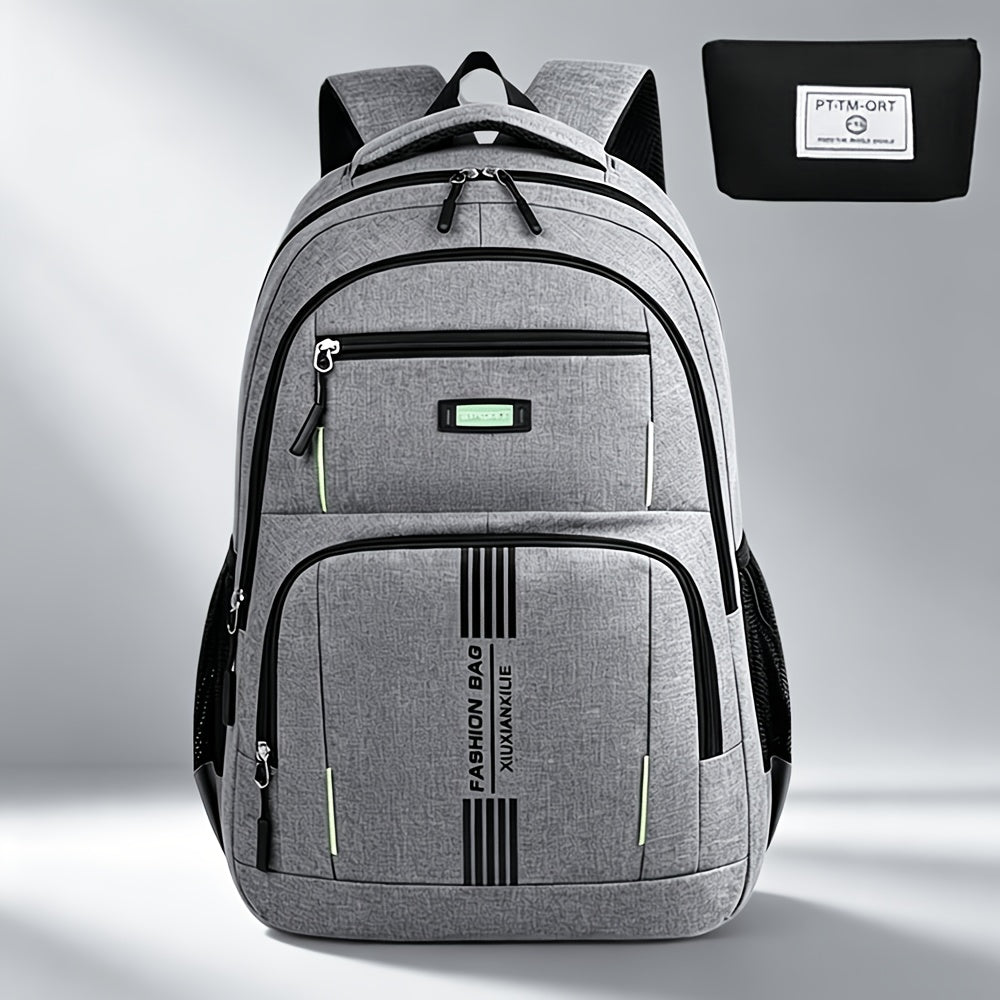 Ensemble de sac à dos de voyage grande capacité pour homme, sacoche pour ordinateur portable en nylon durable à compartiments multiples avec sangles réglables pour les voyages d'affaires et le campus – Combinaison sac à dos et sac à bandoulière