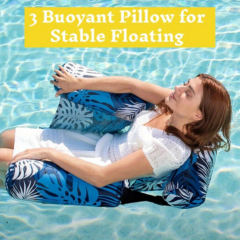Inflatable Pool Float Chair for Adults – Leaf Design Floating Lounger with Mesh Sling, 1 & 2 Pack, Portable Summer Pool Float for Beach Lake & Pool Parties, 30x16x24 Inch