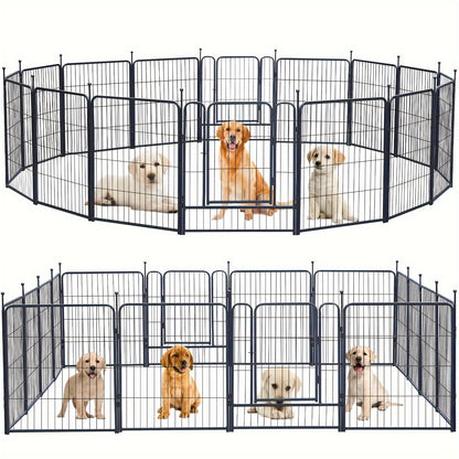 Parc pour chien extérieur, 8 panneaux, 32 pouces, finition martelée – Enclos de jardin pré-assemblé pour chiens de petite à moyenne taille, barrière de jardin, enclos extensible pour animaux